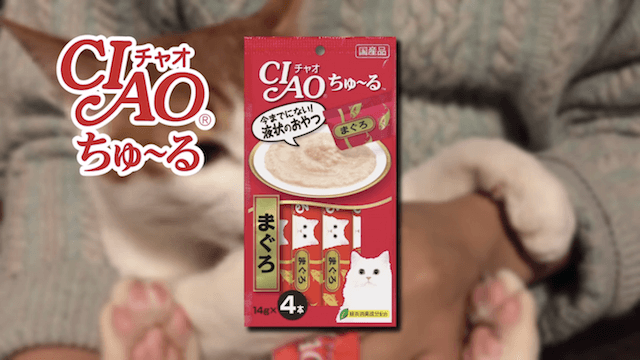 猫のオヤツ「CIAOちゅ～る」のテレビCM