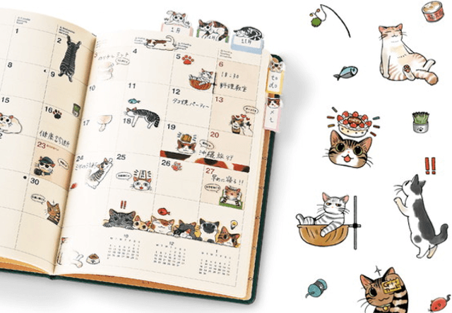 ペタペタ貼って手帳が楽しくなるフェリシモ猫部の「猫まみれ手帳シール」