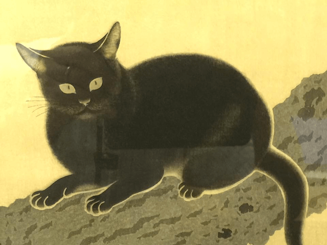 菱田春草「黒き猫」（浮世絵。部分）
