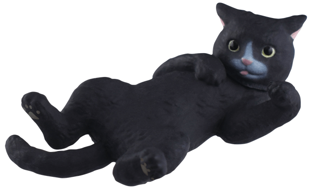 猫フィギュア「ふりむき猫」黒白猫バージョン