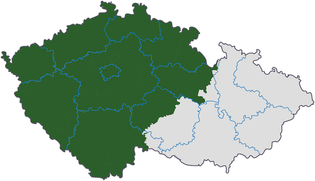 チェコのボヘミア地方の地図