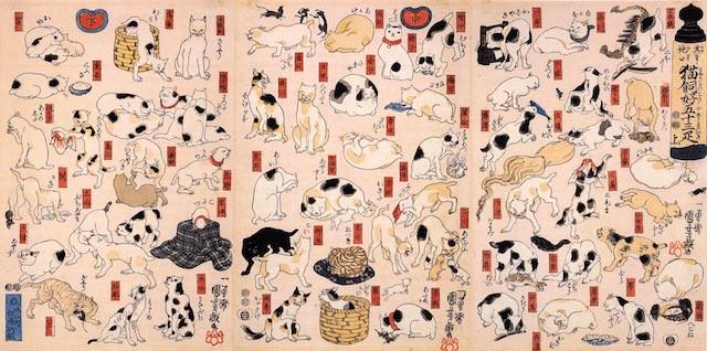 歌川国芳の作品、猫飼好五十三疋（みょうかいこうごじゅうさんびき）