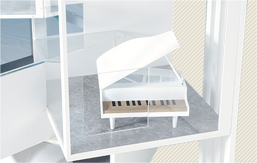 デザイニャーズハウス 3Fには大きなグランドピアノ型の爪とぎが設置