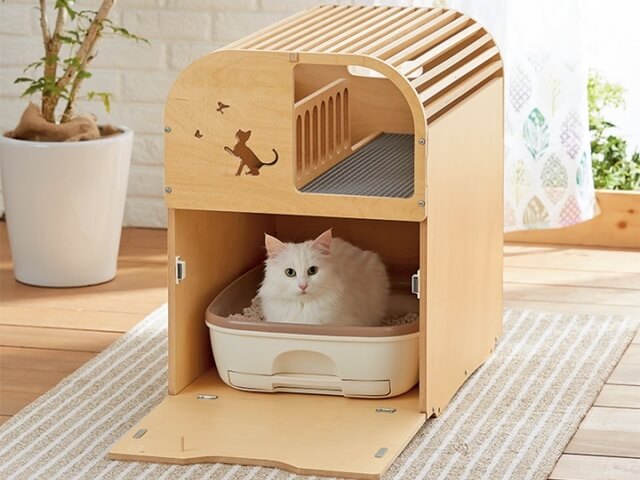 PEPPYから発売された木製の猫トイレカバー「ポートトイレカバー」
