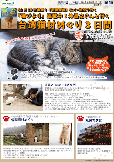 猫写真家・沖昌之さんと行く台湾猫村めぐりツアー