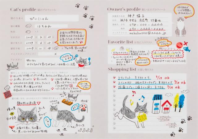 愛猫健康手帳、プロフィール記入ページ