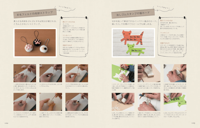 作家による羊毛フェルトを使った猫作品の作り方解説ページ