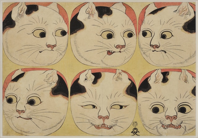 歌川国芳《猫の百面相》1840年代、招き猫亭蔵