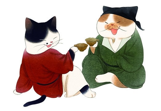 中国唐代を猫で描いた、かわいいねこの絵巻物