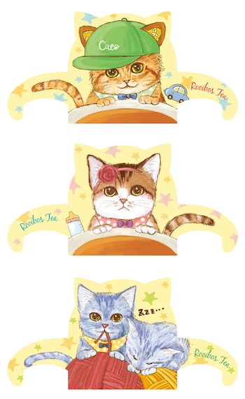 子ネコ達が登場するネコ型ハーブティーバッグ「ベビーキャットカフェ」