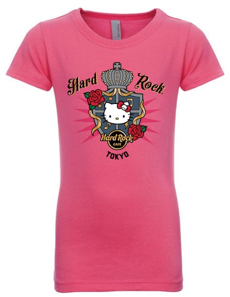 Youth Hello Kitty Emblem Tee-Pink by ハローキティとハードロックカフェのコラボTシャツ