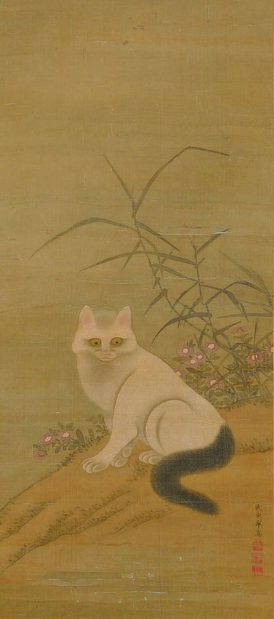 琉球王朝時代に描かれたネコの絵画、神猫図(武永寧作)