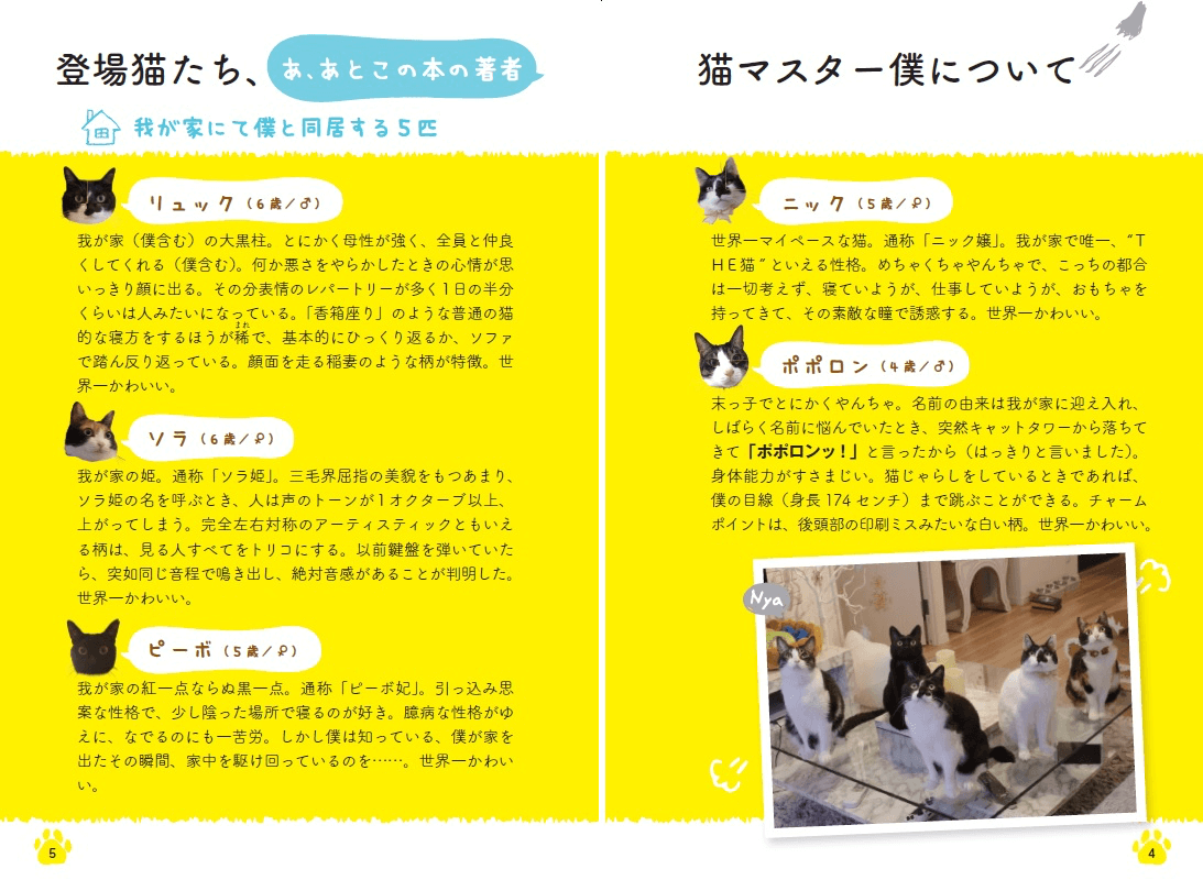 作曲家の響介氏の飼い猫で、書籍「猫を飼うのをすすめない１１の理由」に登場する猫たちの紹介ページ