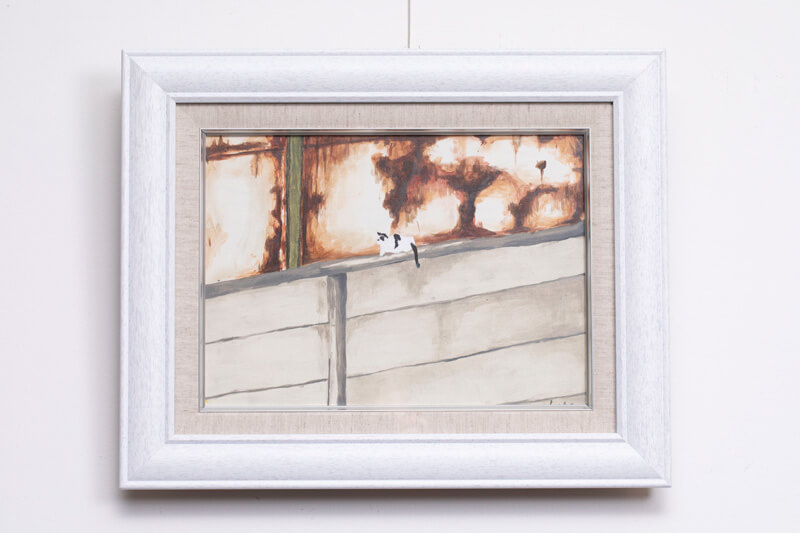 加藤健一（美術学部 油画専攻3年）が制作した猫の絵画「ねこがいた。」準猫大賞 受賞作品