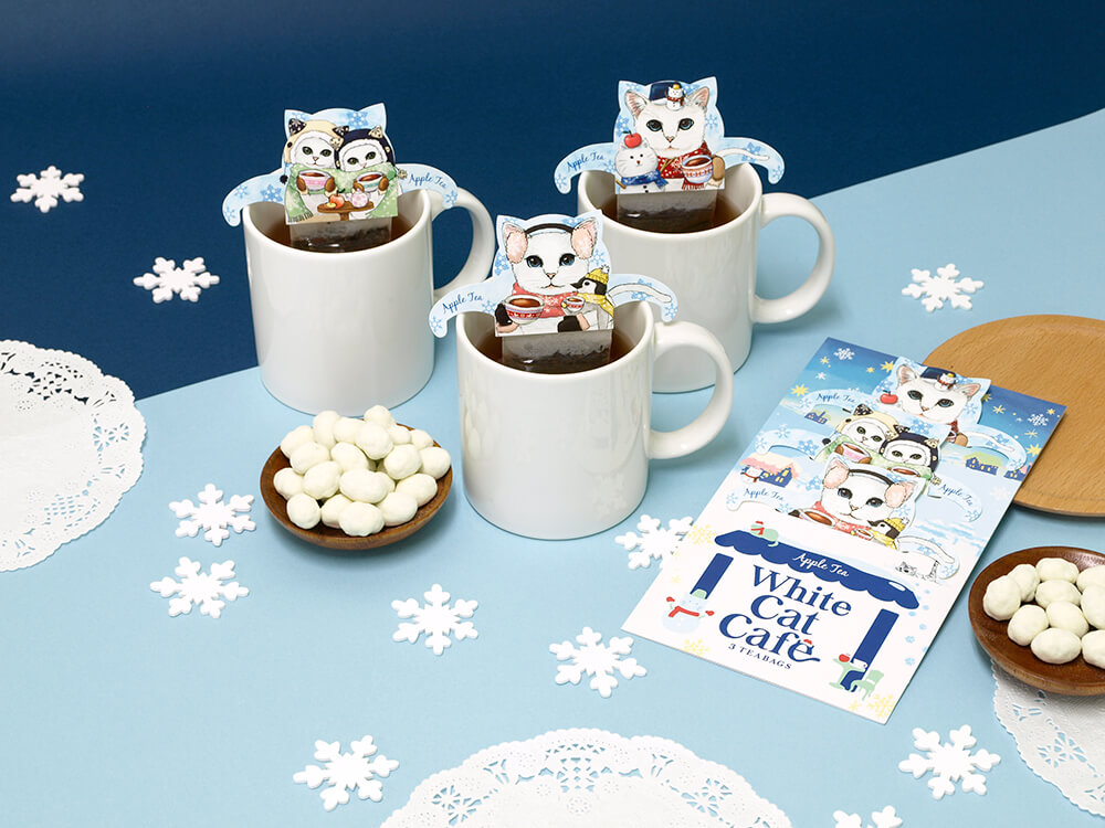 白猫のティーバッグ「キャットカフェ」シリーズの冬フレーバー by 日本緑茶センター