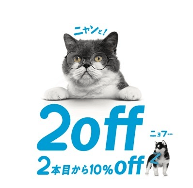 Zoff(ゾフ)の猫キャンペーン「2本以上購入で10％off」