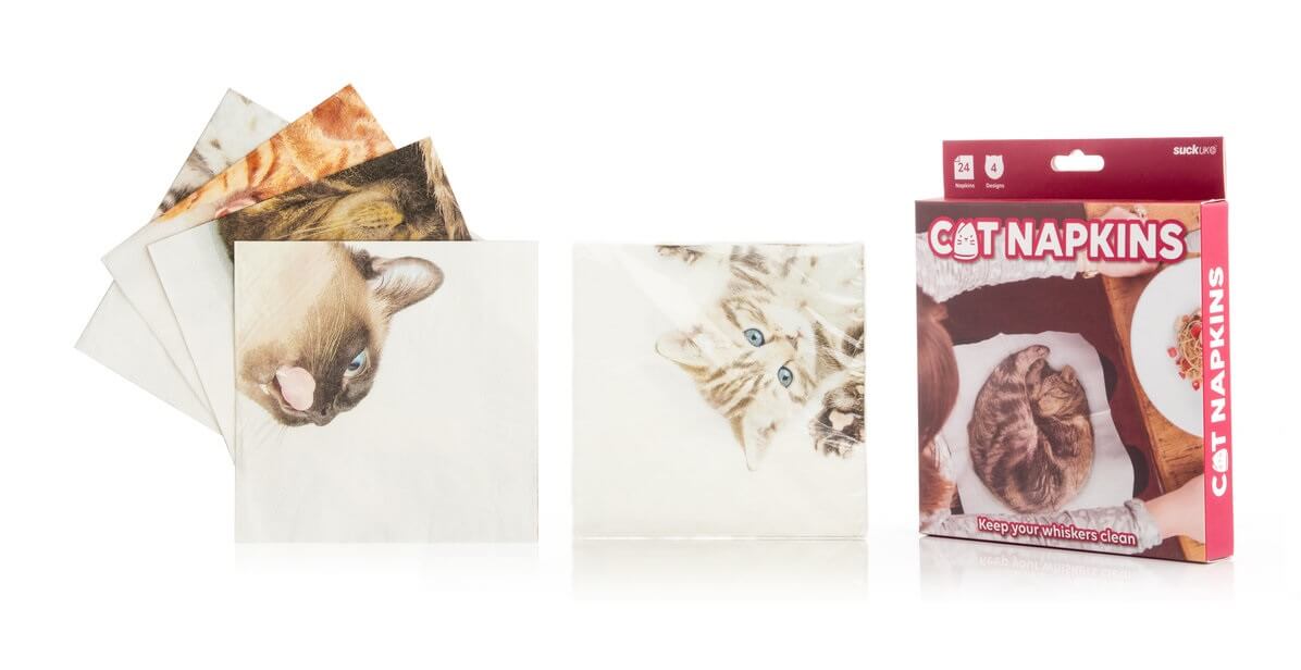猫の写真がプリントされた紙ナプキン「CAT NAPKINS」 by SUCK UK