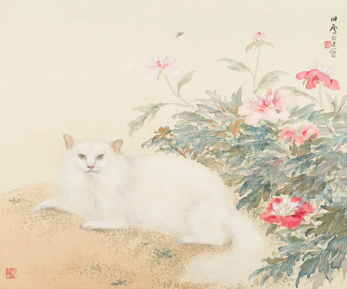 【未使用保管品】日本画　猫図 猫図 文化遺産オンライン