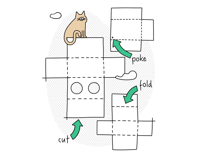 Amazonのダンボール箱で猫ハウスを作る展開図
