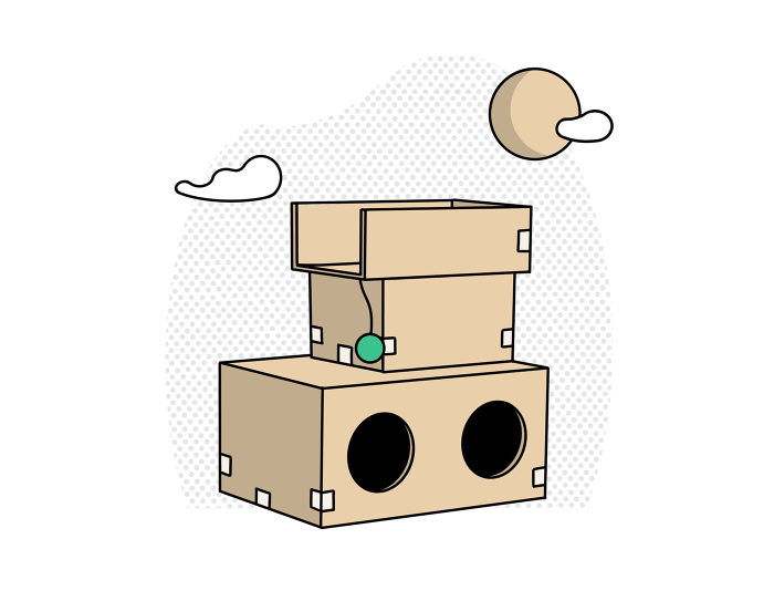 Amazonのダンボール箱で作る猫ハウス完成イメージ