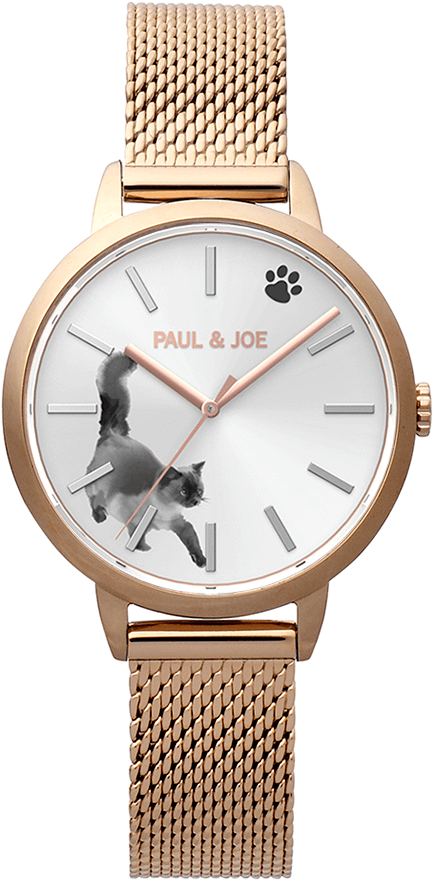 水墨画のような猫デザインの腕時計「INK CAT（インクキャット）」ピンクゴールド by PAUL & JOE(ポールアンドジョー)