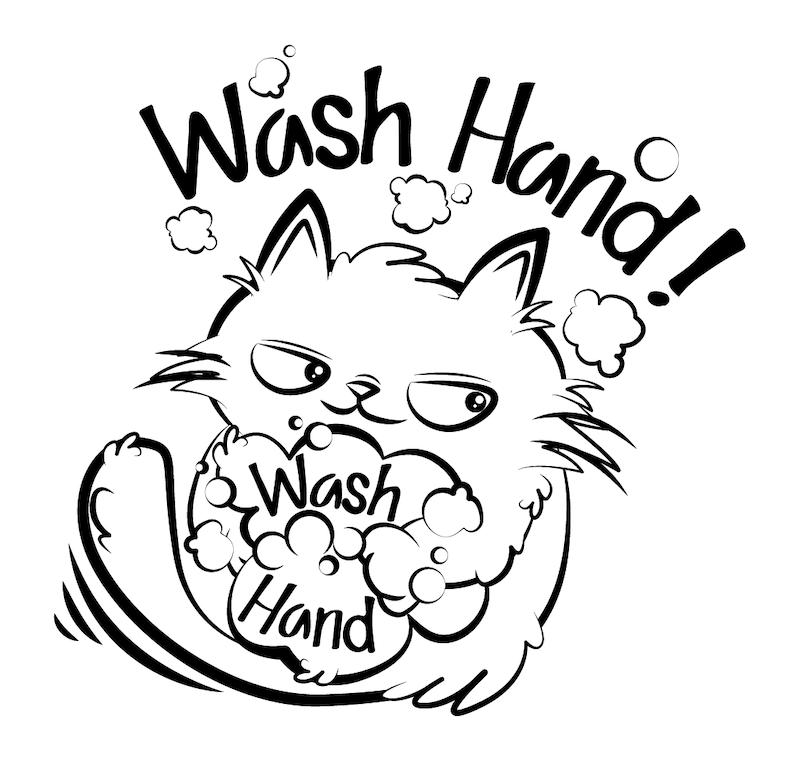 猫のイラストでマスクをデコレーションできる「マスタ」手を洗ってくださいバージョン