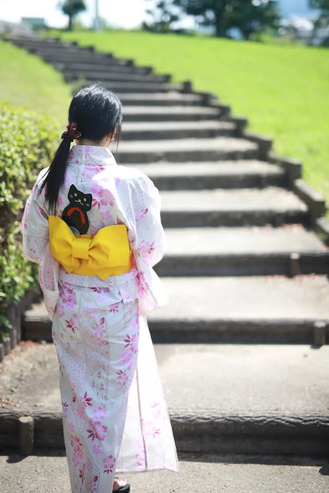 AL完売しました。 夏祭り 浴衣 朝顔 うちわ 虎猫 下駄 お面 手染め