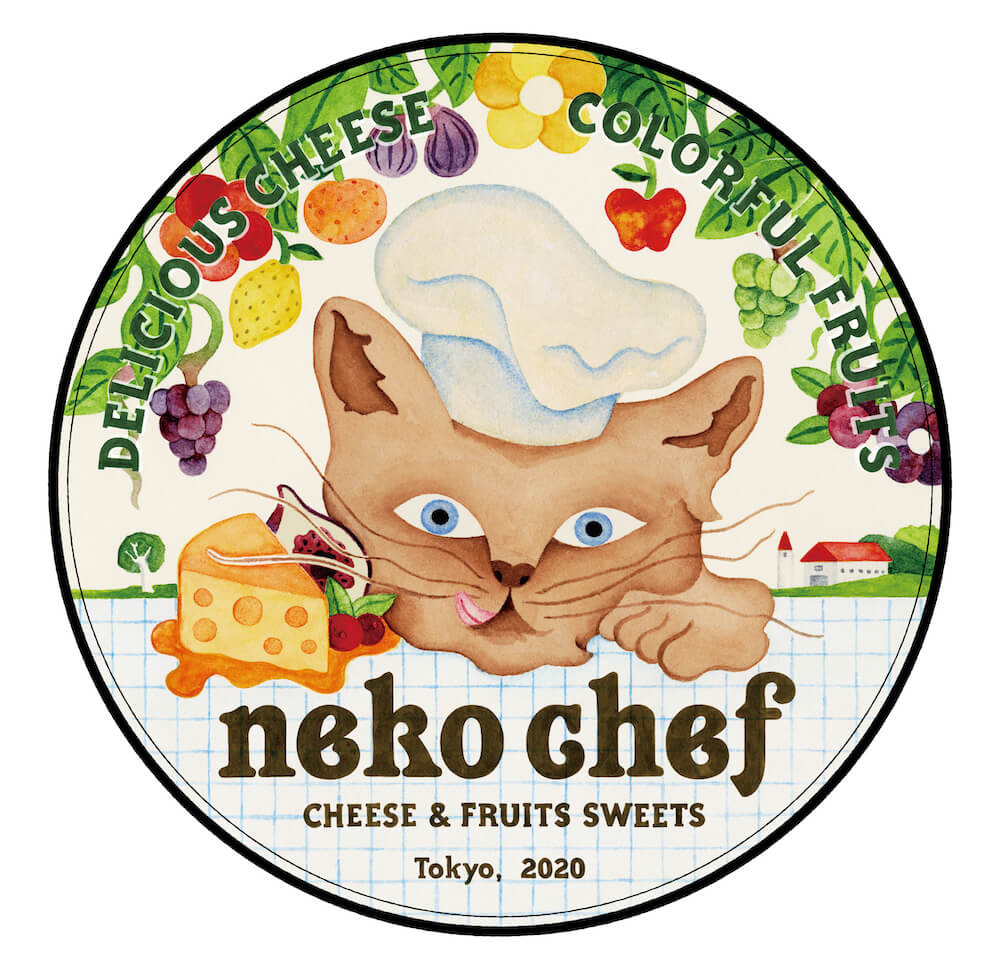 スイーツブランド「neko chef（ネコシェフ）」のロゴ