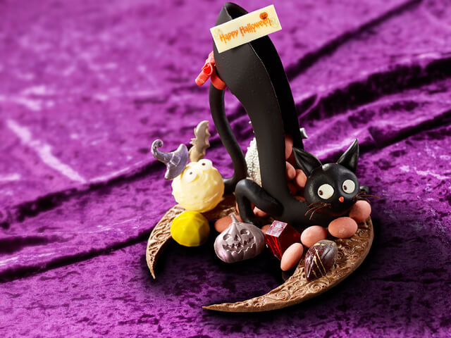 ハロウィンに　ステンドグラス　モビール(黒猫、魔女、おばけ) ステンドグラスで作る ハロウィン おばけちゃん/ステンドグラス工房
