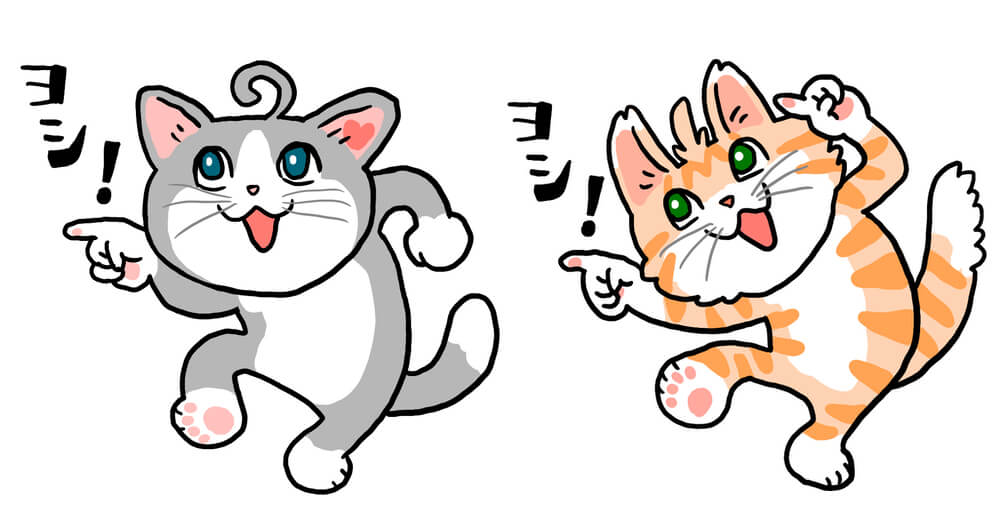 ゲーム「ネコ・トモ」のキャラクターを、仕事猫風にイラストレーターの「くまみね」氏が描き下ろしたイラスト