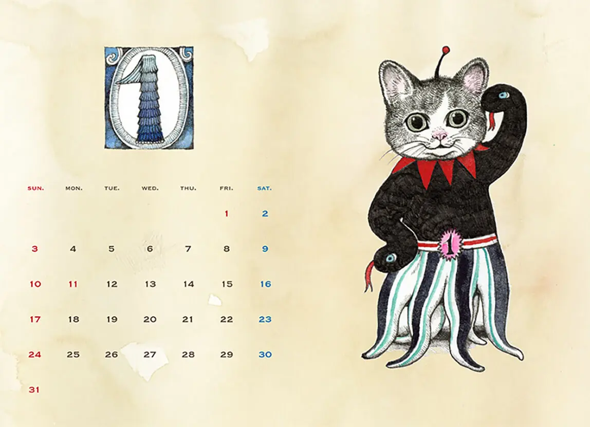 猫のような生き物 ギュスターヴくん に癒やされる ヒグチユウコカレンダーがmoeの最新号に付属 Cat Press