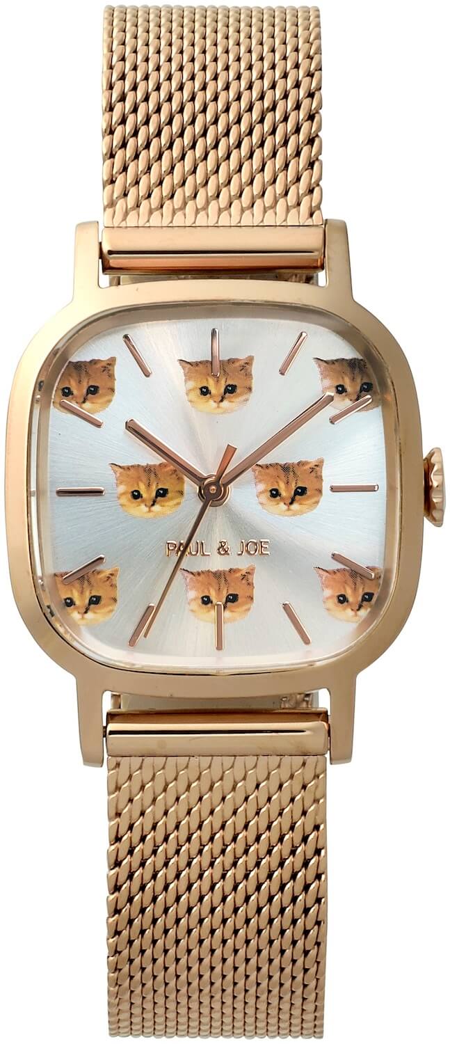 猫のヌネットが散りばめられた腕時計「Square Nounette 2021(スクウェアヌネット 2021)」 by ポールアンドジョー