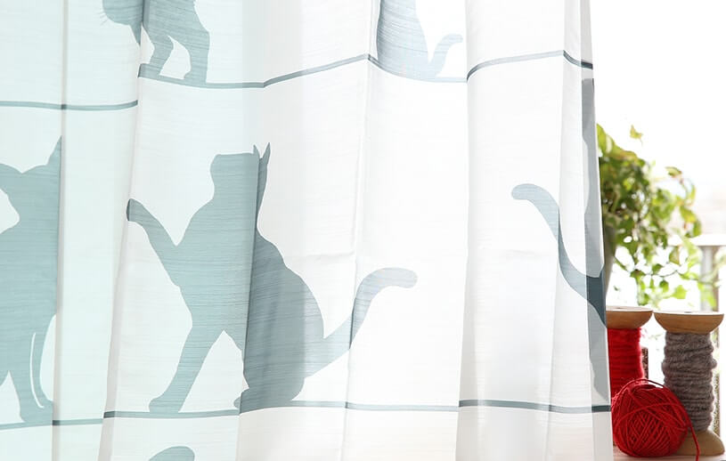 猫のシルエット柄レースカーテン「ミャウミャウ」拡大イメージ