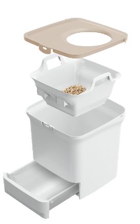 アイリスオーヤマの縦型・箱型タイプの猫トイレ「猫用システムトイレ」のパーツ構造