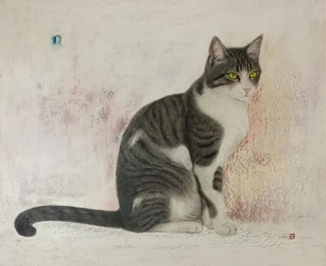 ねこの毛一本一本までリアルに描写、猫を愛する画家・市来功成