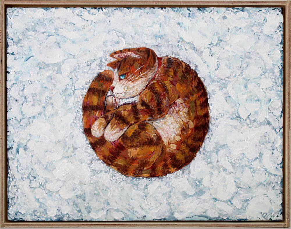 猫の絵画作品名「にゃこ丸弁当」、作者：君島英樹