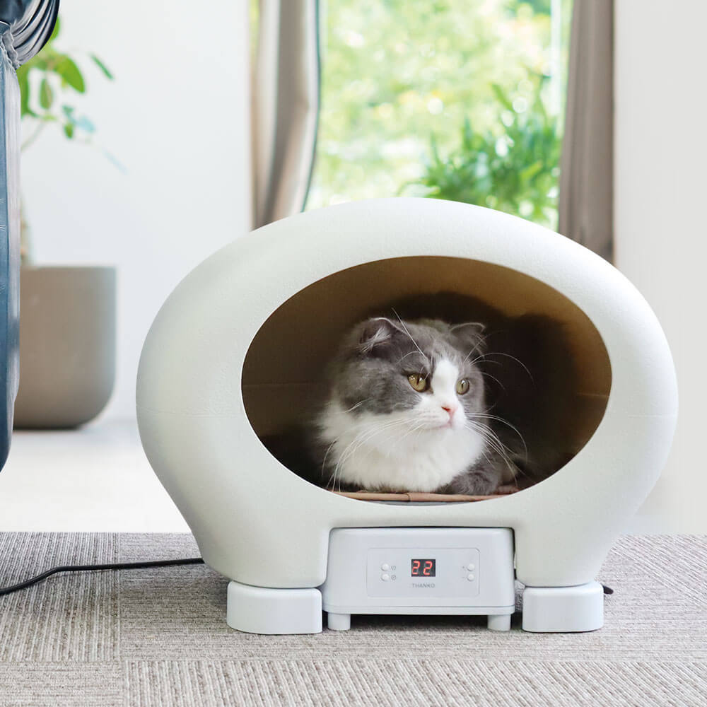 冷暖機能付きの猫ハウス「アニマルカプセルホテル」の使用イメージ