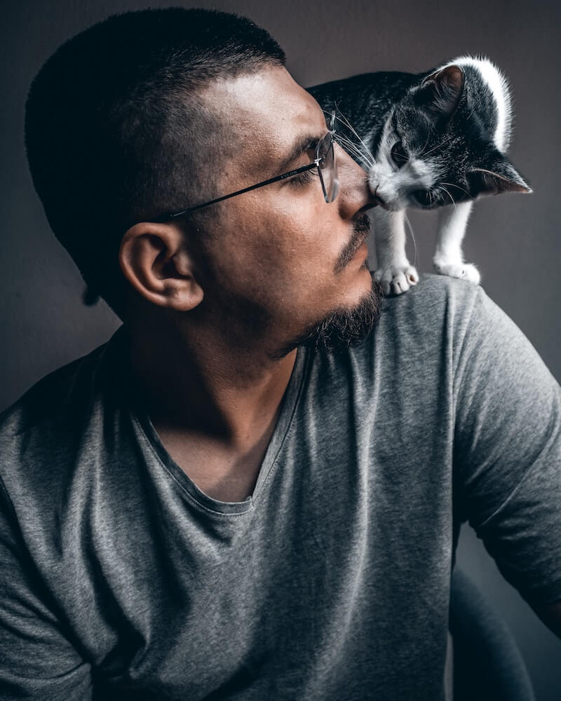 猫に好かれる男性のイメージ写真