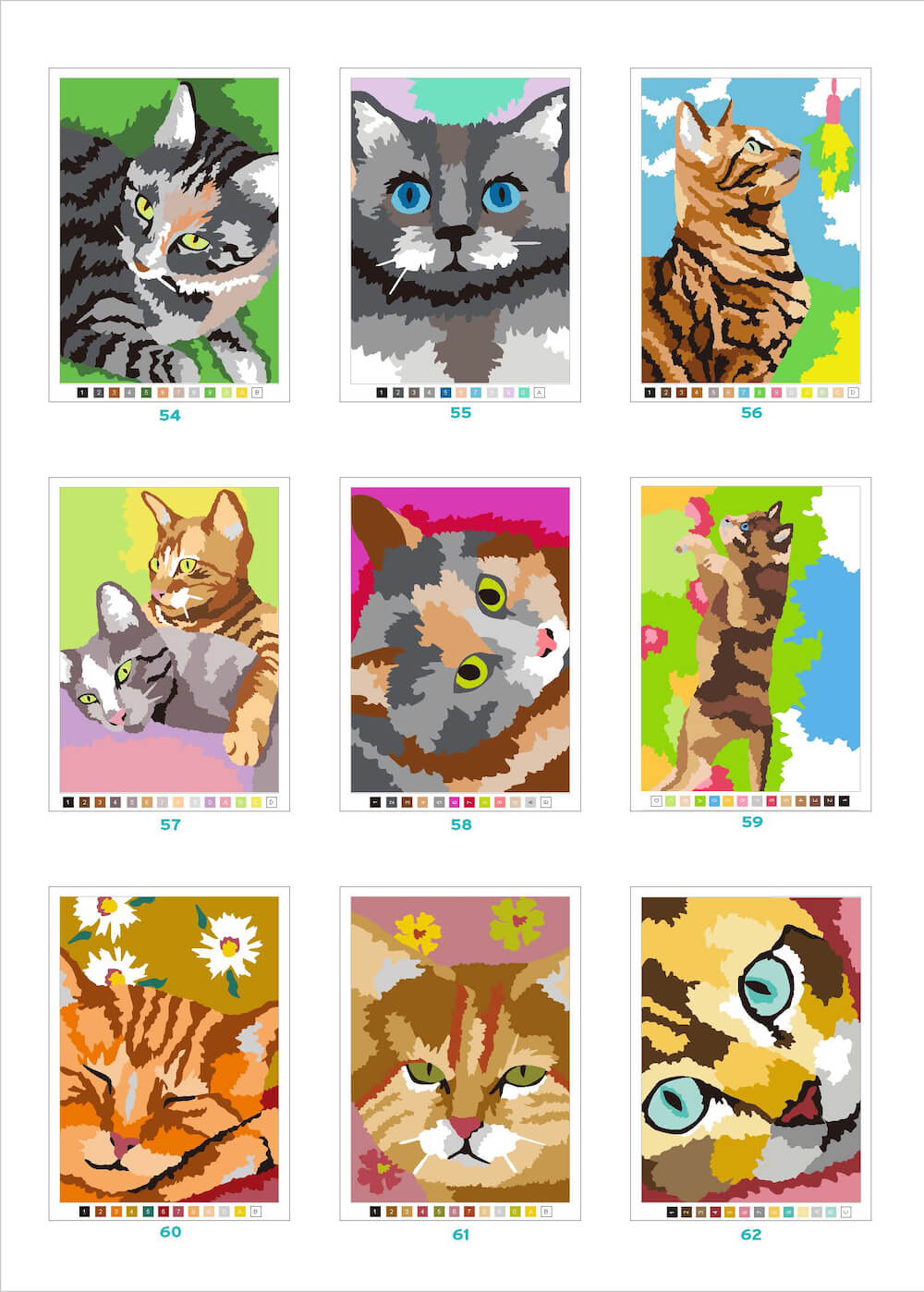「100パズルぬりえ　9.キャット・ワールド」に収録されている猫のイラスト例1