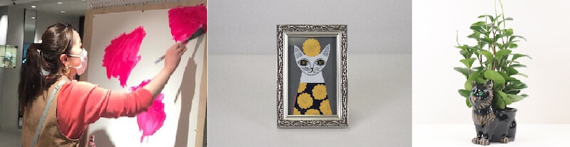 アーティストの海老原由美さんによる猫の日ライブペイント