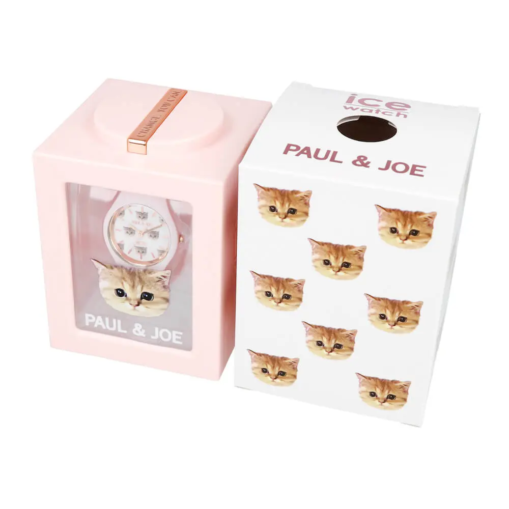 美品 PAUL & JOE アイスウォッチ 腕時計 限定モデル 猫 ヌネット ポール & ジョー「猫のヌネット＆フラワー」ウォッチ、アイス