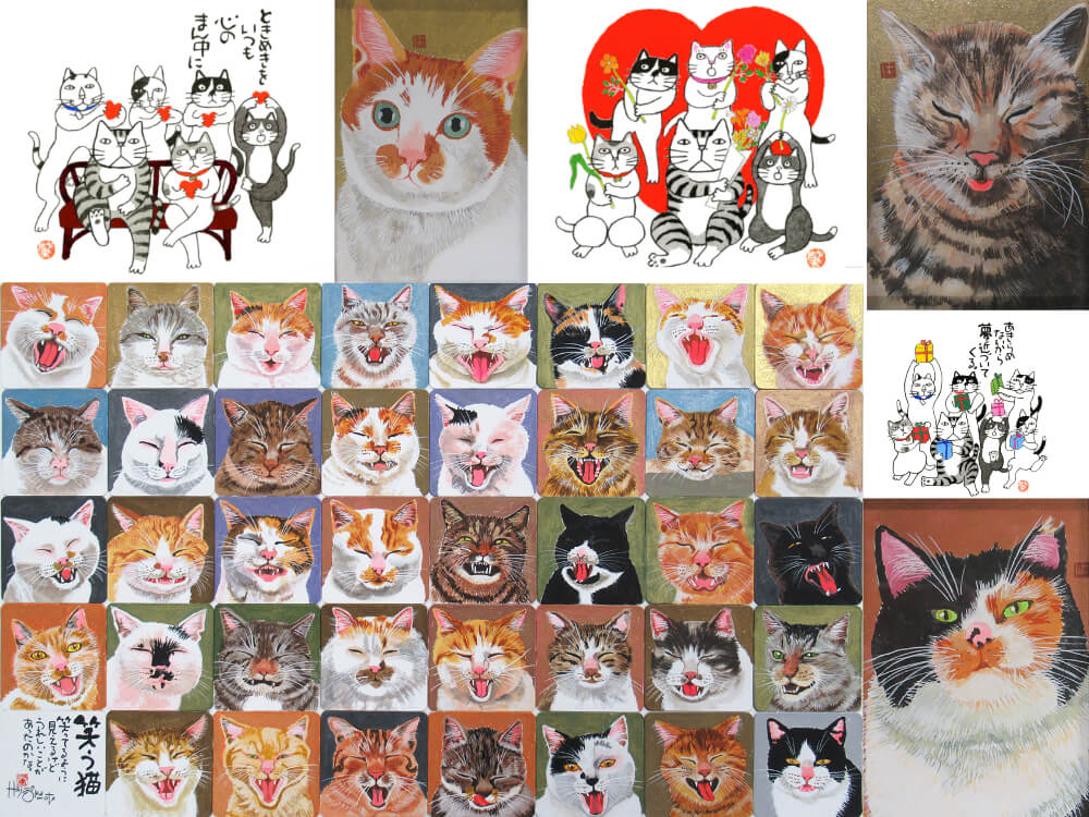 水墨書画家の岡本肇さんの猫をモチーフにした作品イメージ