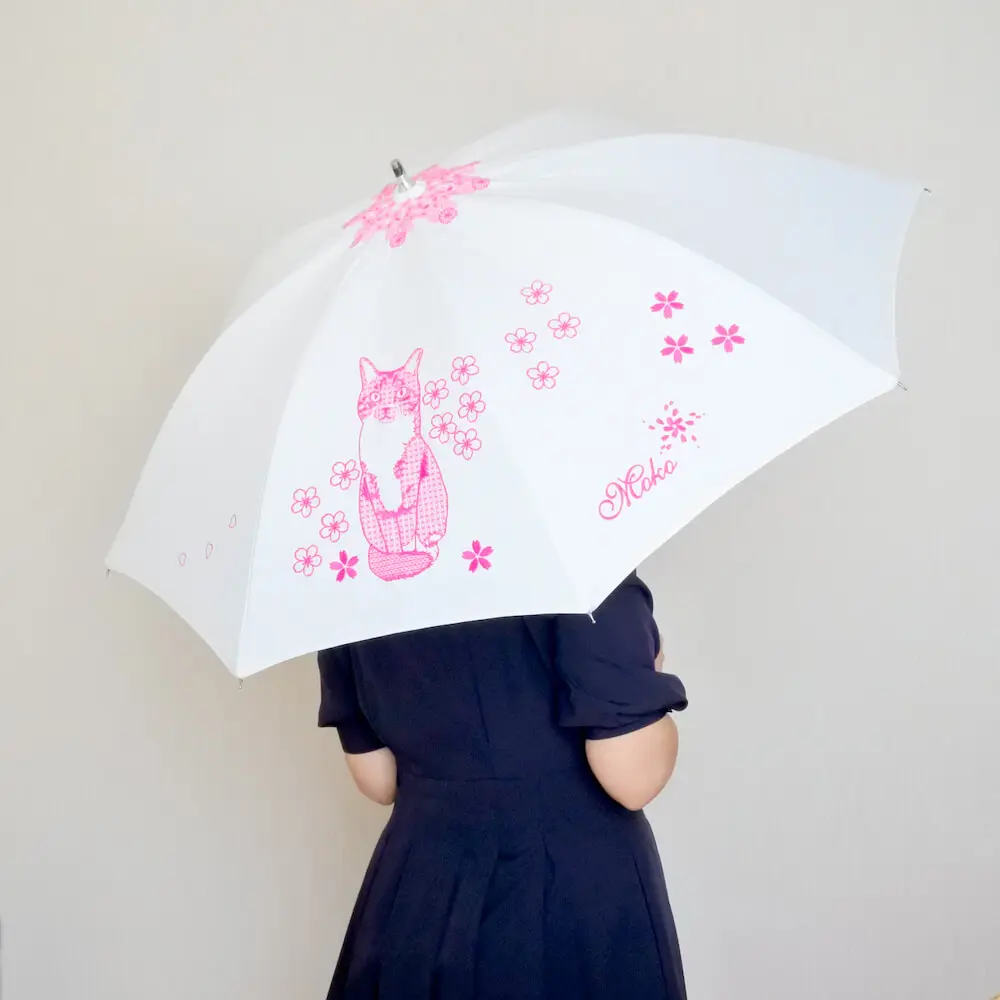 愛猫の写真からオリジナルの日傘が作れる！刺繍作家による