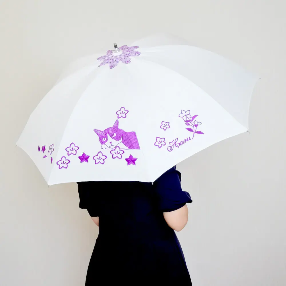 日傘　ハンドメイド　猫　ネコ 楽天市場】【晴雨兼用傘】kasvi&CAT（折りたたみ傘）／日傘 耐風
