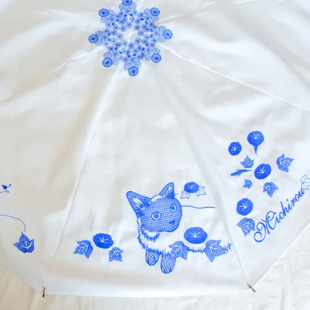 愛猫の写真からオリジナルの日傘が作れる！刺繍作家による