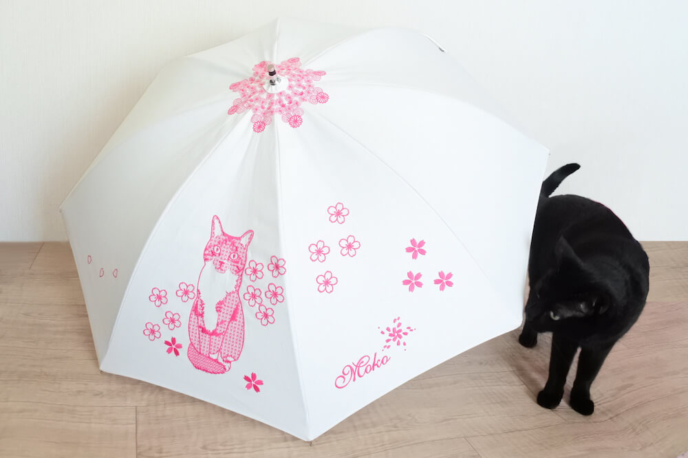 猫の写真を元にオリジナルの日傘が作れる「花咲く猫日傘」 by コイトネコ