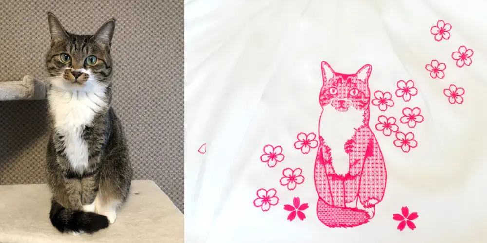 愛猫の写真からオリジナルの日傘が作れる！刺繍作家によるオーダーメイド品「花咲く猫日傘」 | Cat Press（キャットプレス）