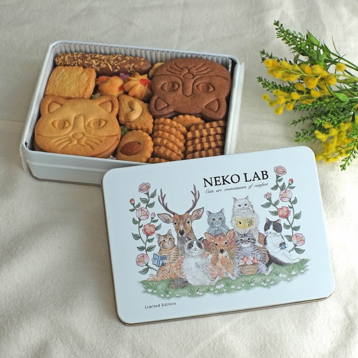 猫デザインのクッキー缶「deer&cats」の中身イメージ by 奈良 蔦屋書店とNEKO LABのコラボ