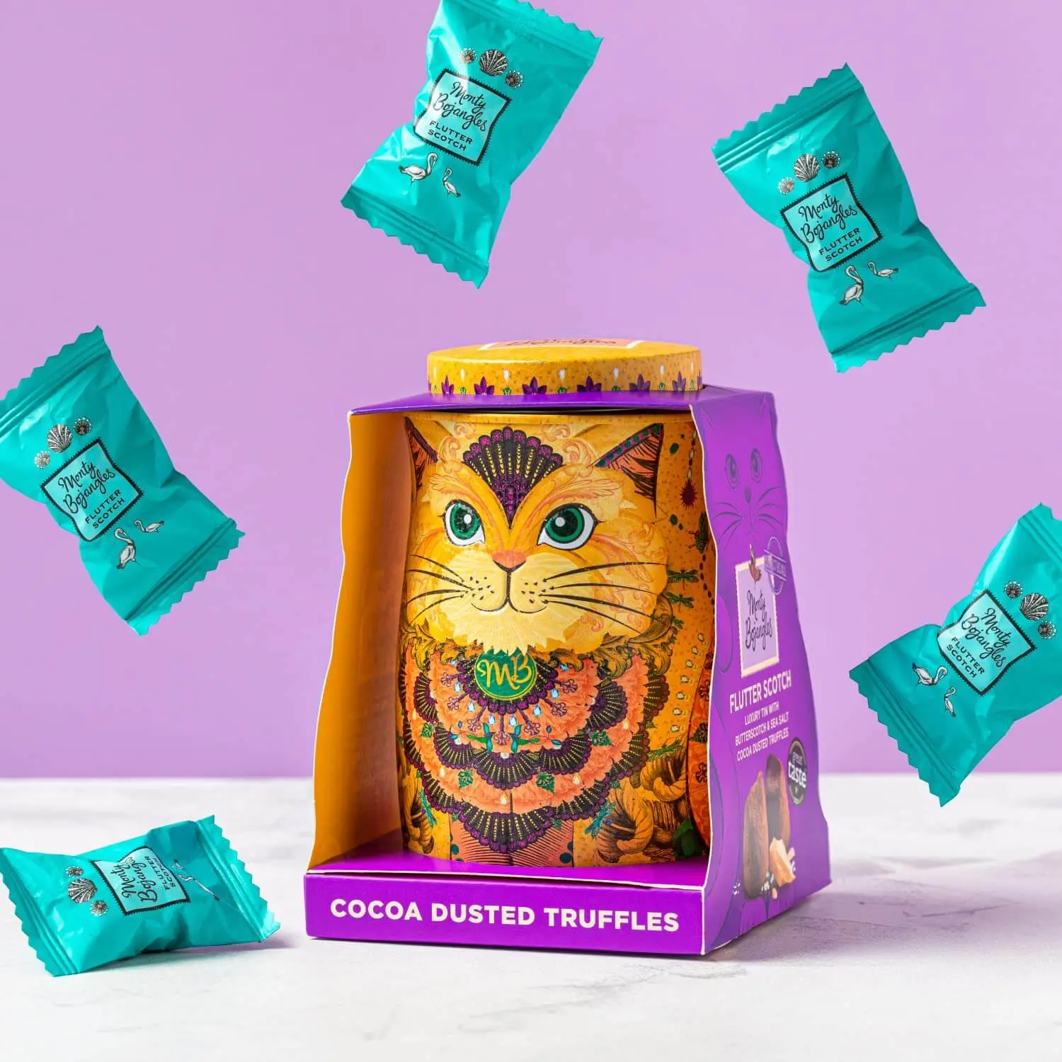 Monty Bojangles モンティボージャングル　空き缶　猫　4匹セット 猫の視線がとっても可愛い♪ イギリス発のチョコレートブランドから