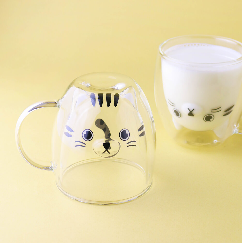 トラ猫デザインのダブルウォールグラス by GOODGLAS（グッドグラス）
